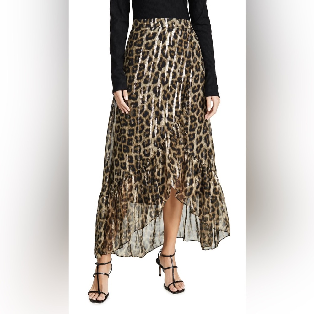 BA&SH Jalvy leopard-print fil coupé silk-blend midi wrap skirt - Picture 10 of 15